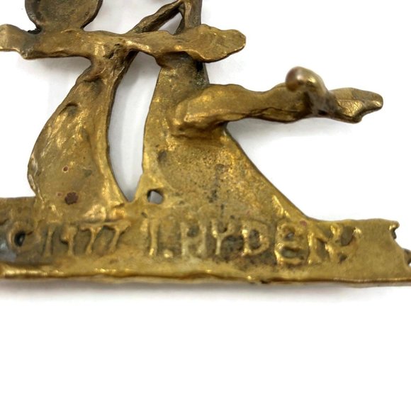 1977 Ivan Hyden Brass Sailboat Belt Buckle main image 3